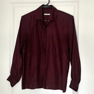 Vintage YSL wool shirt burgundy red